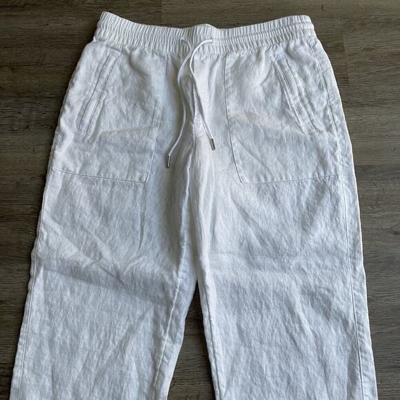 Athleta Retreat Linen High Rise Jogger Pants White Beachy Coastal Travel Size 8 - Picture 6 of 9